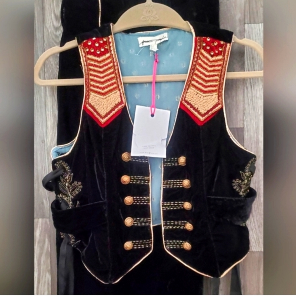 Free People Sign Of The Times  Velvet Vest Suit Set